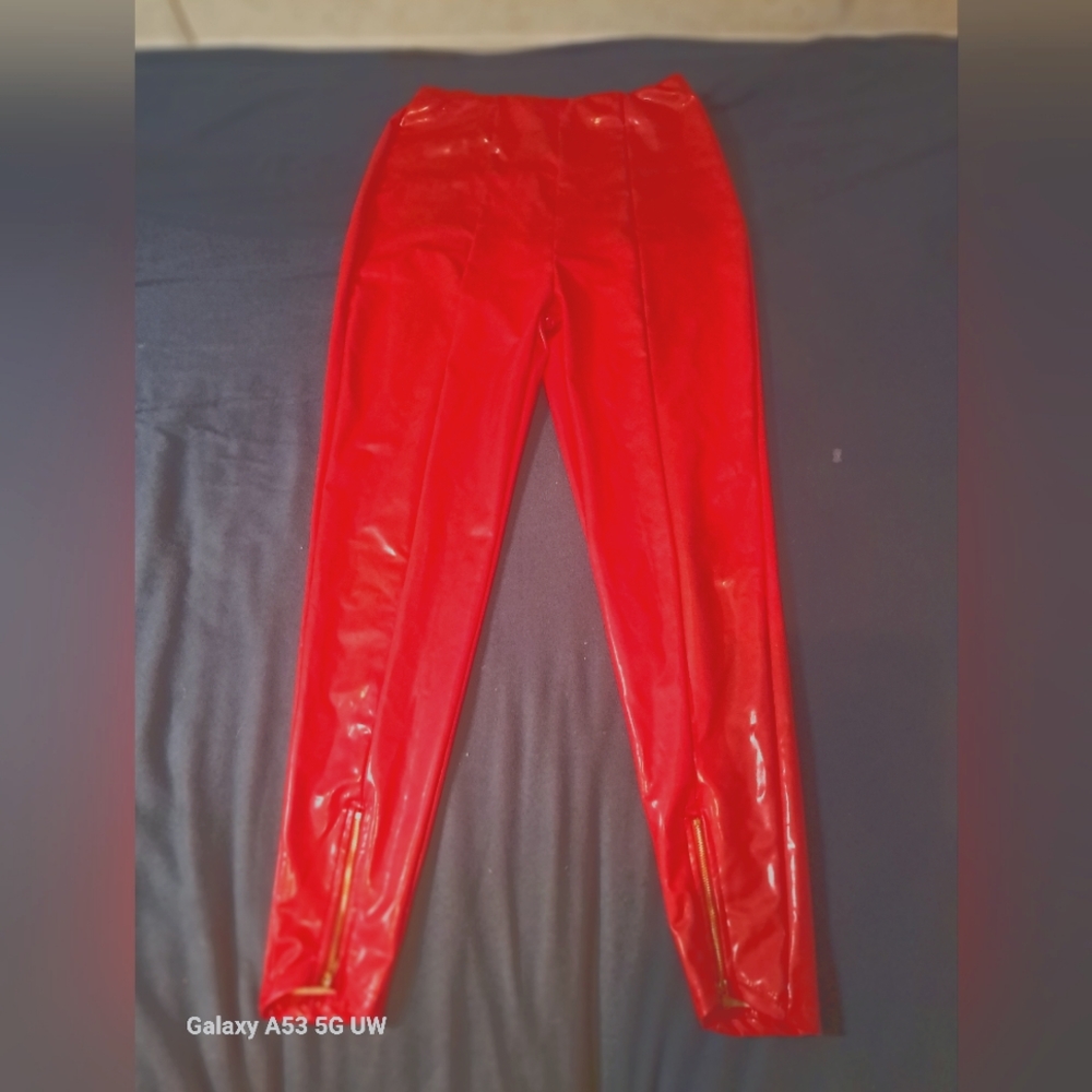 SHEIN red faux leather pants